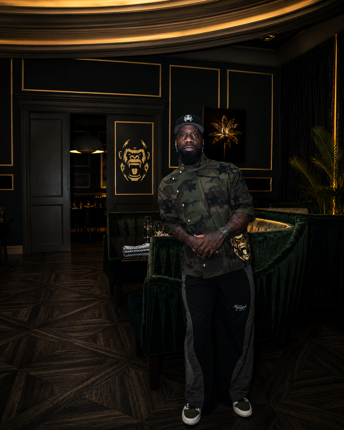Tobias Dorzon, creator and owner of 1123 Miami, in a camo chef jacket